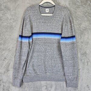 Gap Sweater Mens XL Gray Blue Stripe Crewneck Lightweight Knit Pullover Casual